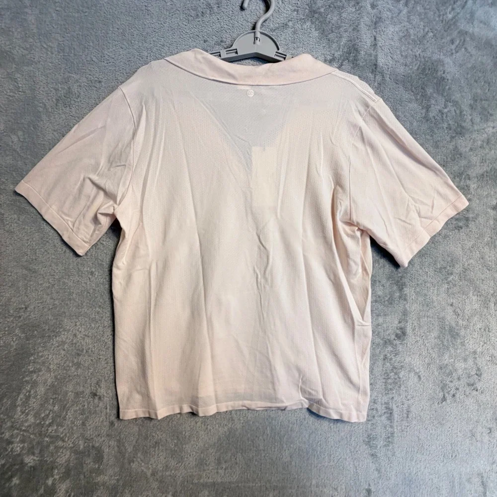 CALIA Seamless Johnny Collar Polo Faded Pink Short Sleeve‎ Golf Shirt Top XL
